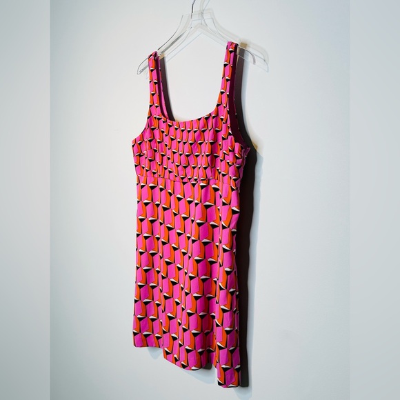Diane Von Furstenberg Target Modern Geo Pink Print Shift Mini Dress Size 16 - Picture 6 of 12